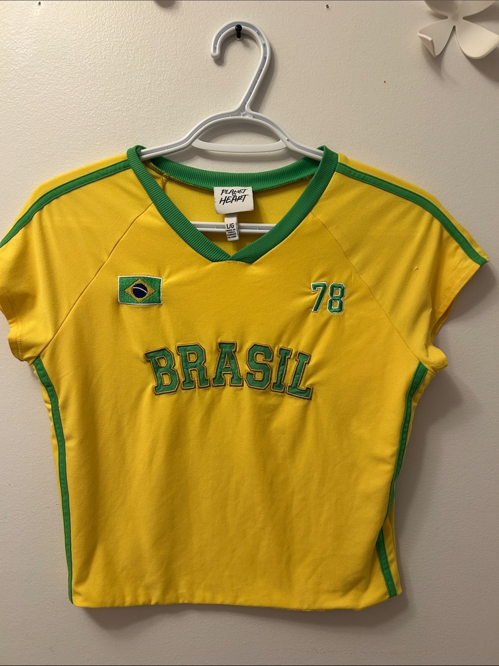 Brasil Yellow & Green V‑Neck Women's Top